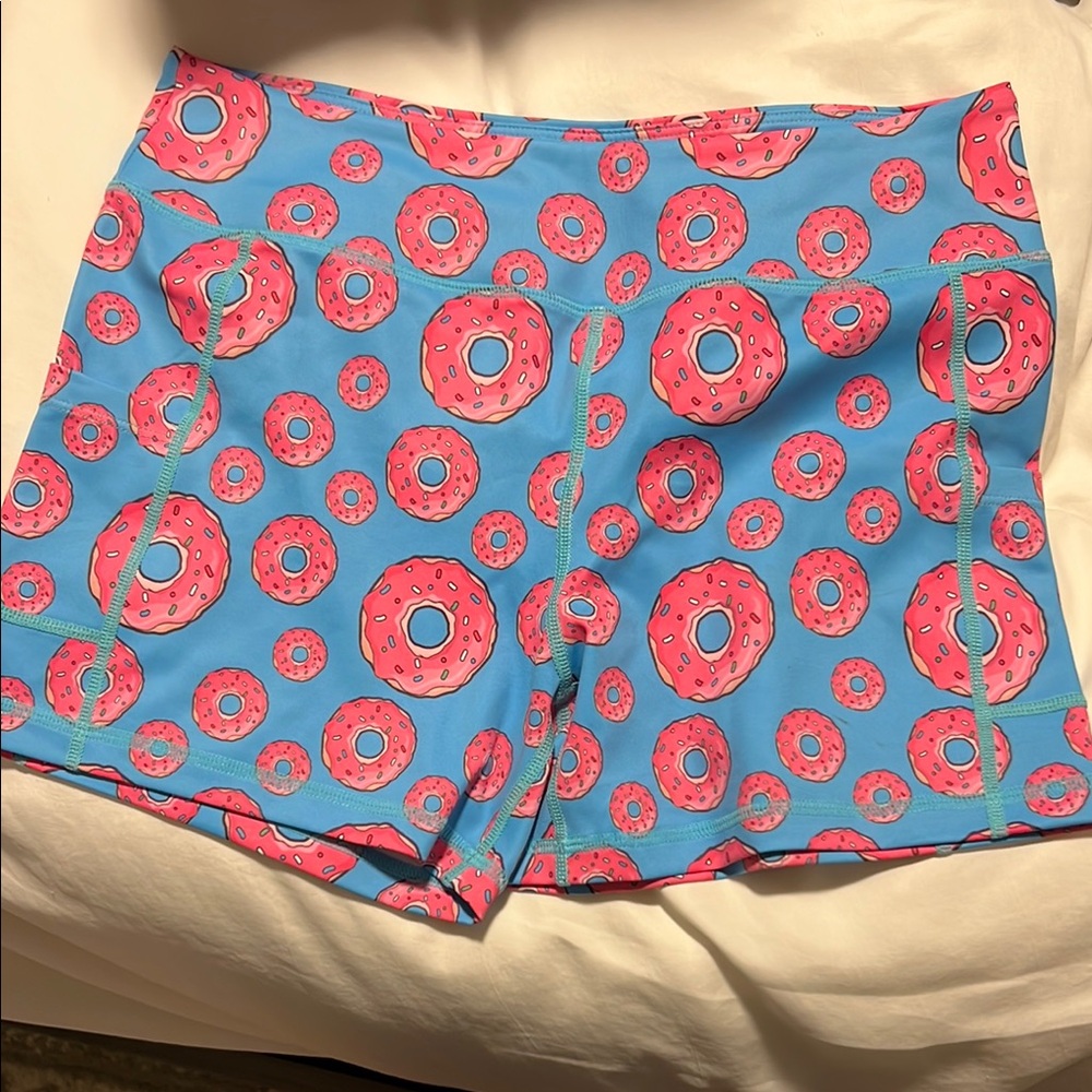 Blue Donut Print Women's Shorts